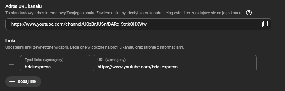 Instrukcja wizualna dodawania i edycji spersonalizowanego adresu URL kanału YouTube