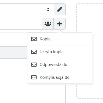 Opcje nowej wiadomości e-mail – ustawienia adresatów: DO, DW, UDW