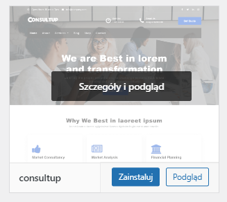 Instalacja wybranego motywu WordPress