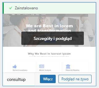 Włączanie/aktywacja motywu WordPress na stronie internetowej