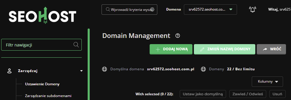 Przypisanie domeny do hostingu 