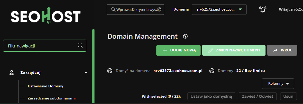 Przypisanie domeny do hostingu 