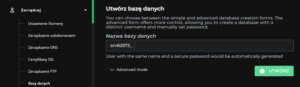 Tworzenie bazy danych 