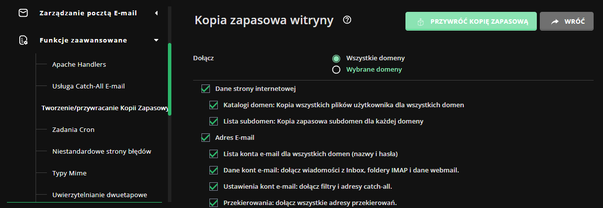 Tworzenie kopii zapasowej 