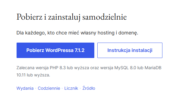 Pobieranie WordPressa z oficjalnej strony Pobieranie plików WordPressa z oficjalnej strony