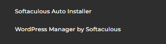 Pozycje Softaculous Auto Installer i WordPress Manager w menu DirectAdmin