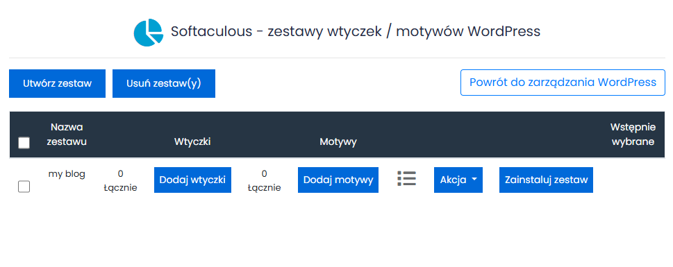 Softaculous &ndash; tworzenie zestawu wtyczek i motyw&oacute;w dla nowych instalacji WordPress