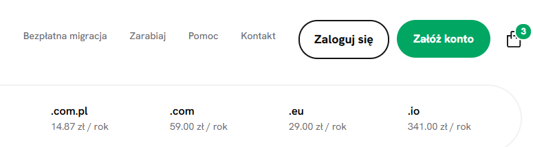 Przyciski Zaloguj się i Zał&oacute;ż konto na stronie gł&oacute;wnej SEOHOST