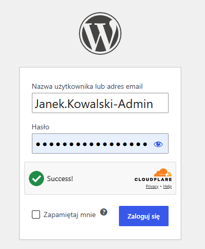Logowanie do panelu WordPress przez adres wp-admin