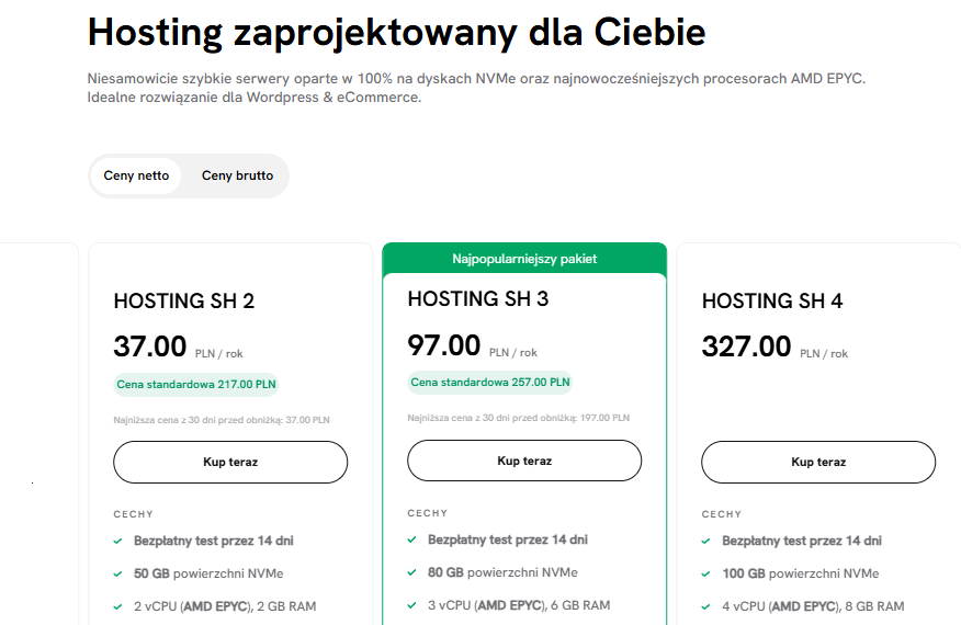 Jak zrobić stronę w WordPress &ndash; wyb&oacute;r pakietu hostingu SEOHOST