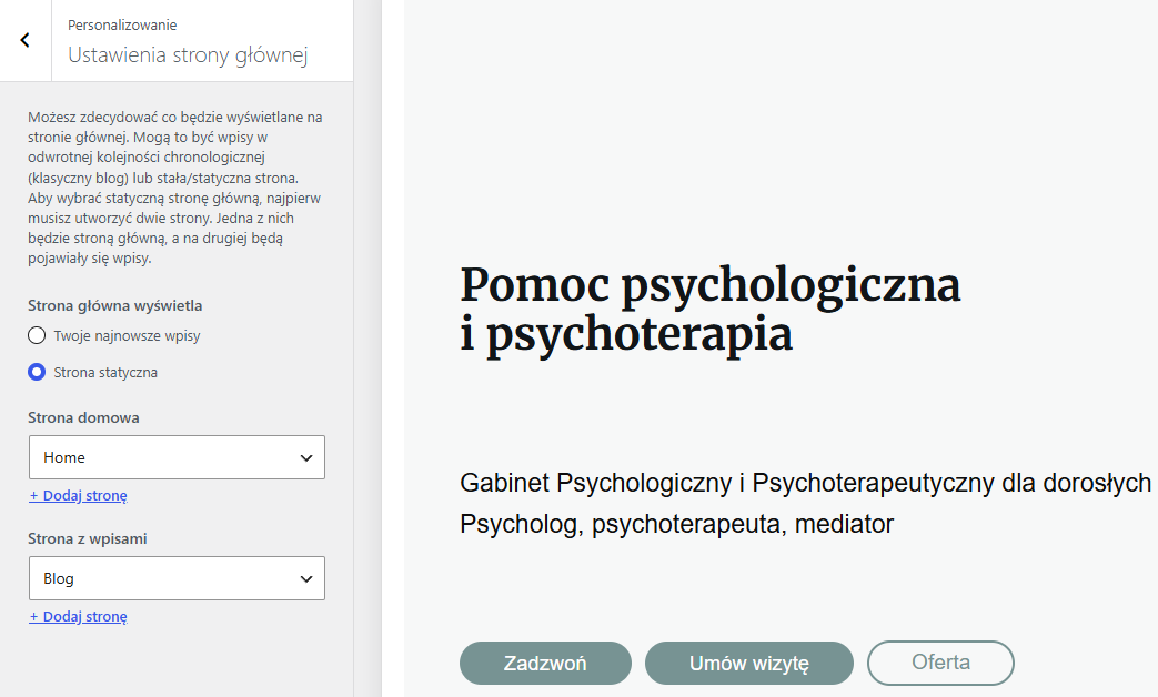 Ustawienie statycznej strony gł&oacute;wnej w WordPress