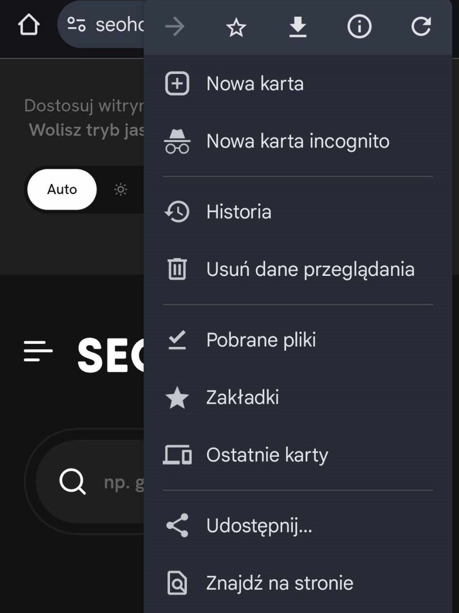 Czyszczenie pamięci w chrome mobile