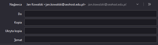 Uruchamianie dodatkowych p&oacute;ł adresat&oacute;w ( Kopia i Ukryta kopia) w Thunderbird