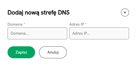 Tworzenie nowej strefy DNS domeny w Panelu Klienta SEOHOST