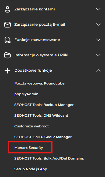 Monarx Security w panelu DirectAdmin SEOHOST