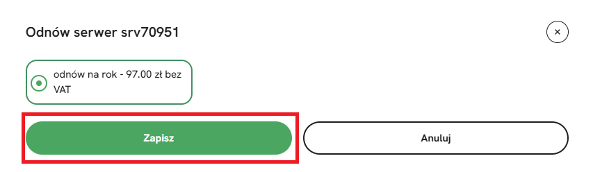 Płatność za serwer