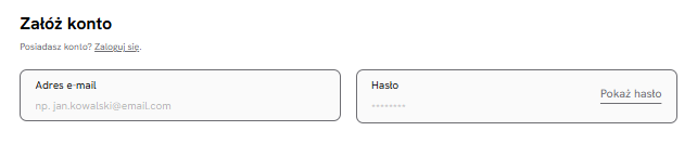 Sekcja Zał&oacute;ż konto lub Zaloguj się podczas składania pierwszego zam&oacute;wienia w koszyku SEOHOST