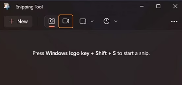 Narzędzie Wycinanie w Windows 11 z aktywną opcją nagrywania wideo/GIF.