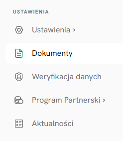 Sekcja Dokumenty w ustawieniach Panelu Klienta SEOHOST