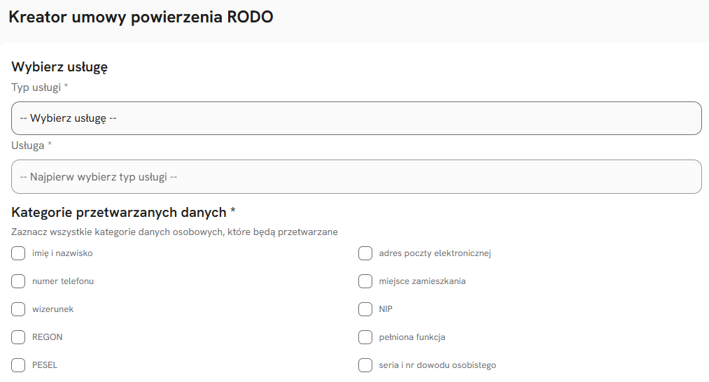 Formularz umowy powierzenia przetwarzania danych w SEOHOST