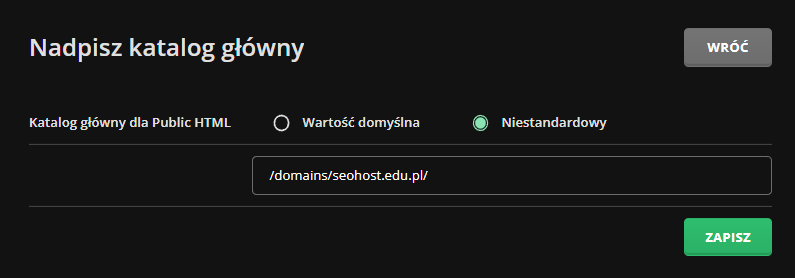 Subdomena – przekierowanie na nowy podkatalog