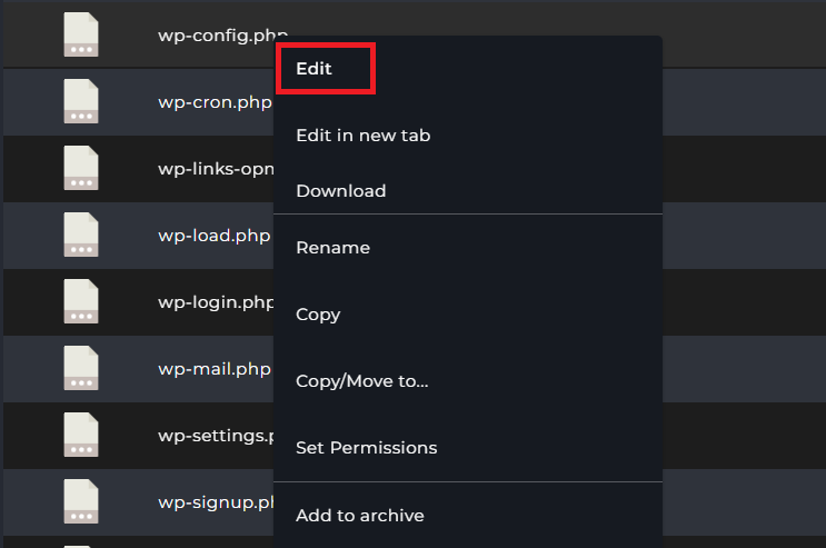 Edycja pliku wp-config.php na serwerze FTP – opcja 