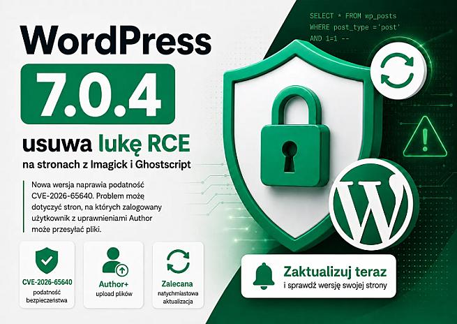 WordPress 7.0.4 już dostępny. Kolejna ważna aktualizacja bezpieczeństwa